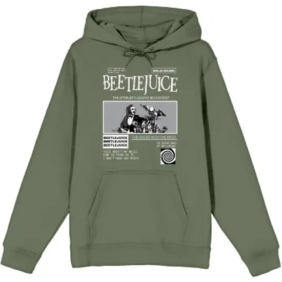 Beetlejuice The Ghost With the Most Men's Olive Green Graphic Hoodie image {5}