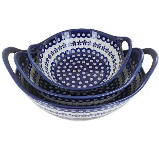 Blue Rose Polish Pottery 1347-1813-1814 Zaklady Bowl Set image {2}