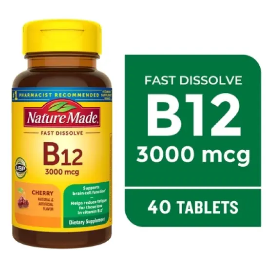 Nature Made Vitamin B12 Sublingual 3000 mcg, Energy Metabolism Support Lozenges - 40ct image {8}
