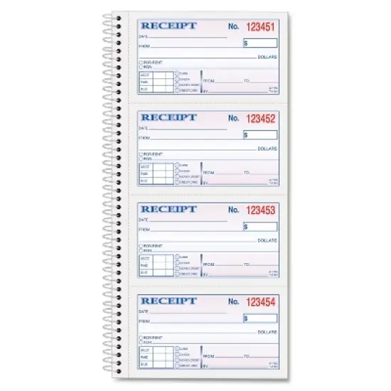 TOPS Money/Rent Receipt Spiral Book 2-3/4 x 4 3/4 2-Part Carbonless 200 Sets/Book 4161 image {3}