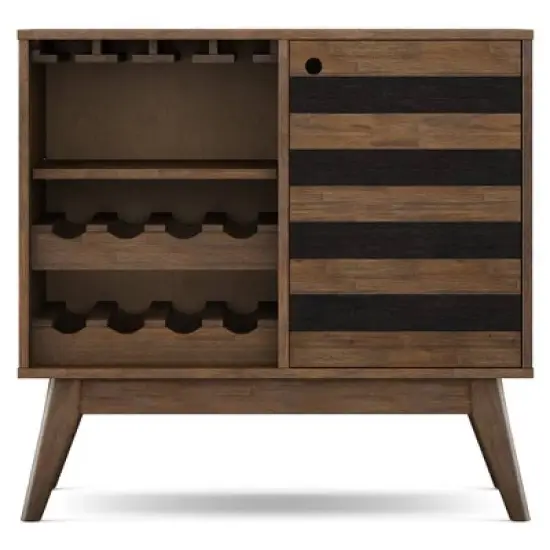 WyndenHall Wright Wine Cabinet Rustic Natural Aged Brown: Storage for 12 Bottles, Stemware Rack image {9}