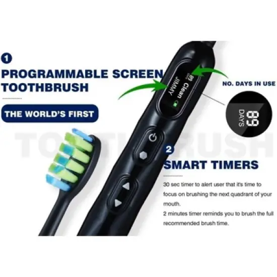 Novelty Gift Brushkinz Electric Toothbrush Personalized Sonic Electric Toothbrush for Adults - Custom Name Input, 5 Modes - Waterproof Toothbrush image {1}