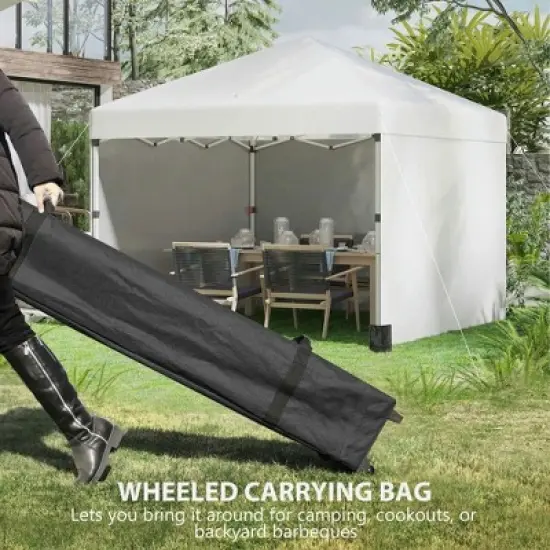 Resenkos Patio Garden Pergola, Pergola Canopy,10' x 10' Pop Up Canopy Tent with 3 Sidewalls, Leg Weight Bags and Carry Bag, Cream Cream White image {2}