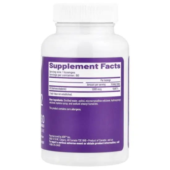 Advanced Orthomolecular Research AOR Hydroxy B12, 1,000 mcg, 60 Lozenges image {1}