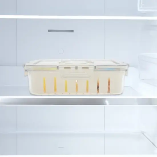 Unique Bargains Sealed Rectangle Drain Food Storage Containers 1 Compartment White Transparent 1 Set image {1}