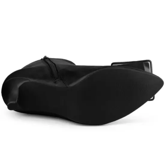 Allegra K Women's Pointed Toe Detachable Buckle Decor Stiletto Heel Ankle Boots image {5}