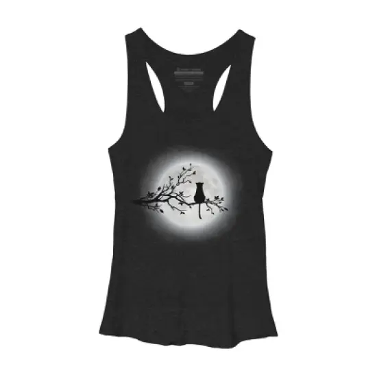 Women's Design By Humans The Cat and The Moon By Maryedenoa Racerback Tank Top image {3}