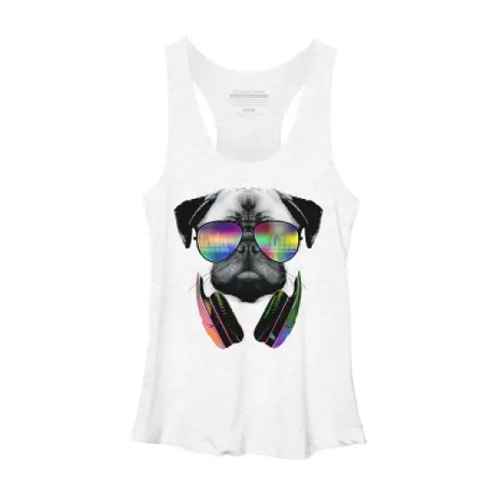 Women's Design By Humans Rainbow Beat DJ Pug By clingcling Racerback Tank Top image {5}
