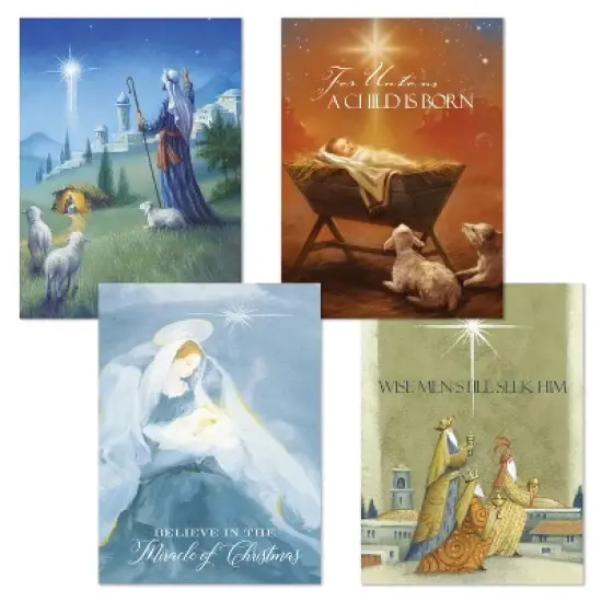 Masterpiece Studios 16-Count Boxed Assorted Holiday Cards 4 each of 4 Different Designs, Religious Set, 6.25" x 4.62" image {1}