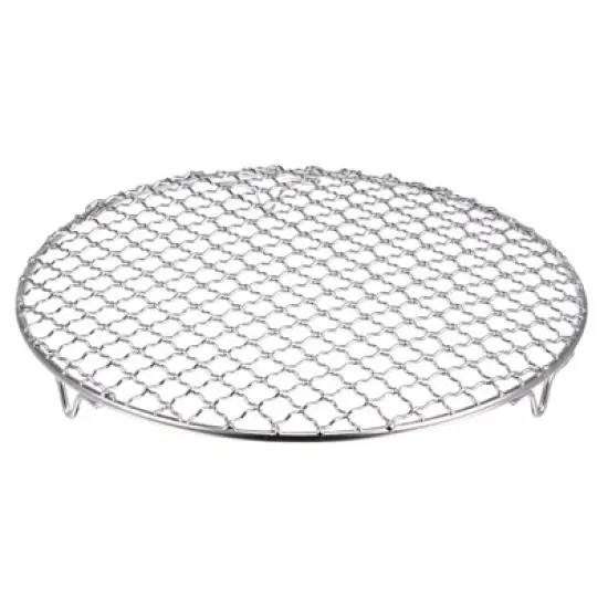Unique Bargains Stainless Steel Round Cross Wire Barbecue Grill with Legs image {5}