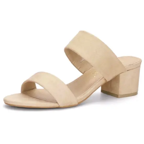 Allegra K Women's Block Heel Dual Straps Slide Sandals image {12}