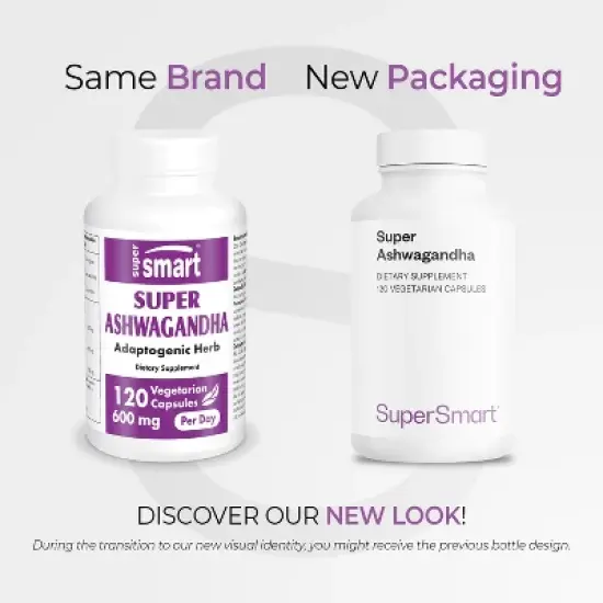 SuperSmart Super Ashwagandha 600mg per Day - Patented KSM-66 Ashwagandha 5% Withanolides | Non-GMO & Gluten Free - 120 Vegetarian Capsules image {1}