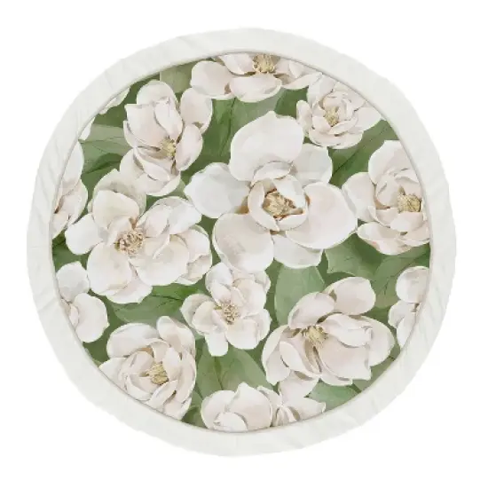 Sweet Jojo Designs Girl Baby Tummy Time Playmat Watercolor Magnolia Green and Ivory image {4}