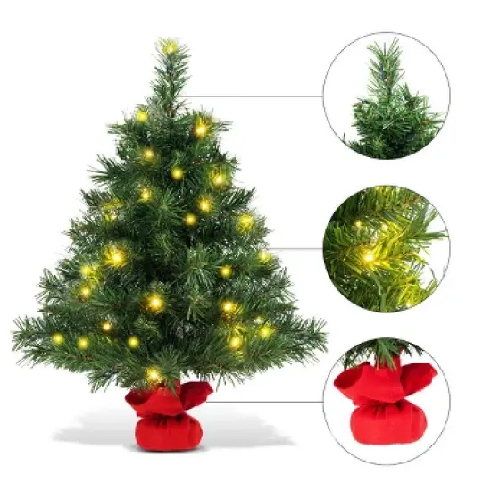 Costway 2 FT Pre-Lit Tabletop Fir Artifical Christmas Tree Led Lights image {4}