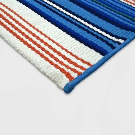 Multi Stripe Outdoor Rug - Threshold image {1}