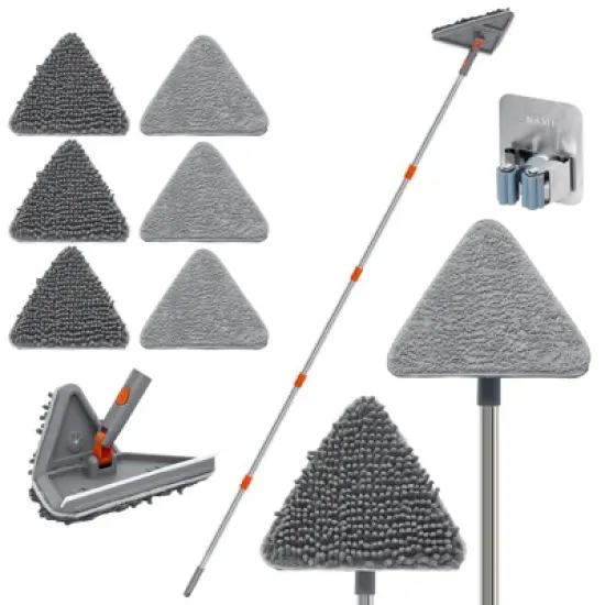 MECO ELEVERDE Extendable Wall Cleaner with 78.5" Stainless Steel Handle Mop & 6 Replaceable Microfiber Head Pads image {8}