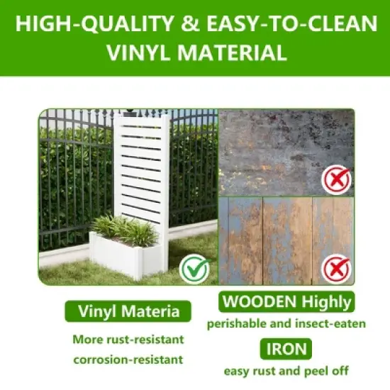 Lirago 6 ft. H x 3 ft. W White PVC Raised Garden Bed Planter Box with Privacy Screen White image {2}