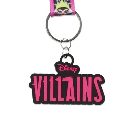Disney Villains Chibi Print Wrist Strap Lanyard for Keys with 2" Rubber Keychain image {1}