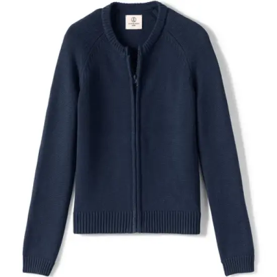 Lands' End School Uniform Girls Cotton Modal Zip-front Cardigan Sweater image {3}