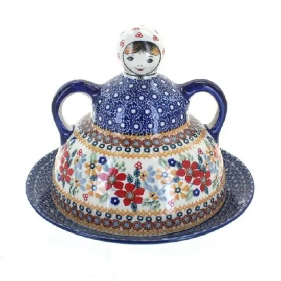 Blue Rose Polish Pottery B001 Manufaktura Cheese Lady image {6}