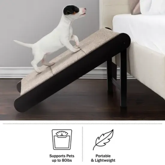 Pet Adobe Foldable Wooden Pet Ramp, Gray/Cream image {3}