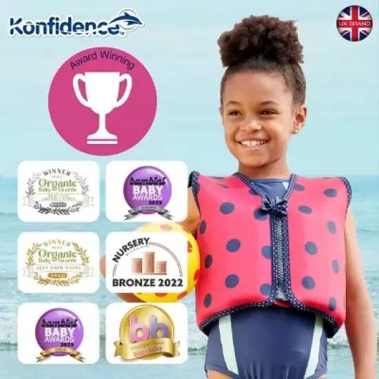 Konfidence Learn to Swim Buoyancy Jacket with Removable Support Strap in Pink Hibiscus image {5}