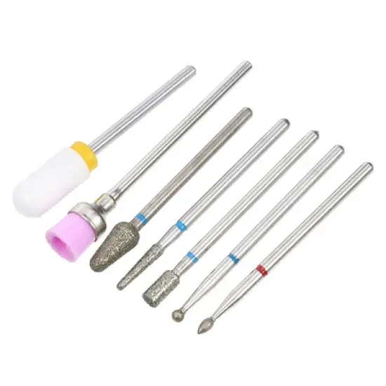 Unique Bargains Emery Nail Drill Bits Set for Acrylic Nails 3/32 Inch Nail Art Tools 42.3mm Length Colorful 7 Pcs image {4}