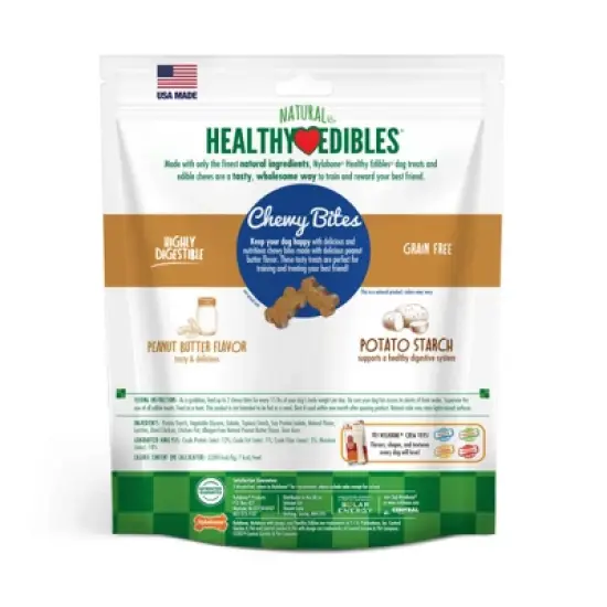 Nylabone Natural Healthy Edibles Peanut Butter Chewy Bites Dog Treats image {2}