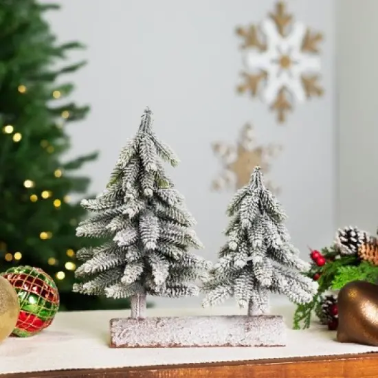 Northlight Frosted Pine Tree Duo Christmas Decoration - 12" - Unlit image {1}