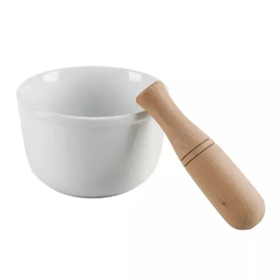 Gibson Our Table Simply White 24 Ounce Porcelain Mortar and Pestle Set image {4}