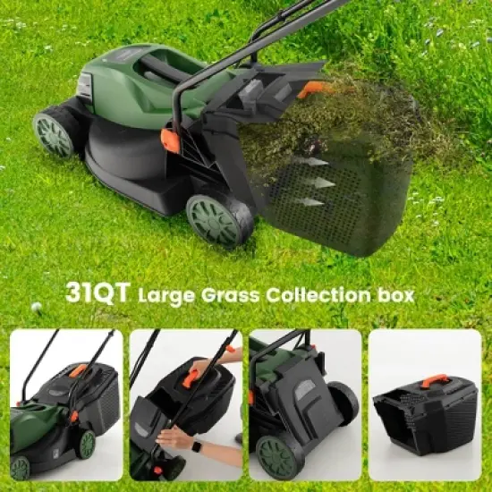 Costway Electric Corded Lawn Mower 12-AMP 14-Inch Walk-Behind Lawnmower with Collection Box image {4}