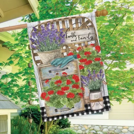 Faith and Family Farmhouse Spring House Flag Floral 28" x 40" Briarwood Lane image {2}