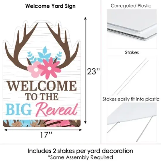 Big Dot of Happiness Buck or Doe - Party Decorations - Hunting Gender Reveal Party Welcome Yard Sign image {6}