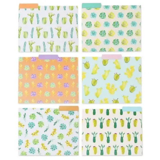 Best Paper Greetings 12 Pack Succulent 3 Tab File Folders, Letter Size, 1/3 Cut Tabs, 9.5x11.5 in image {6}