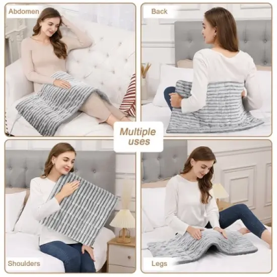 5.8 Lb Weighted Heating Pad, 33x 17 Electric Heating Pad for Back Pain Relief with 6 Heat Settings image {4}