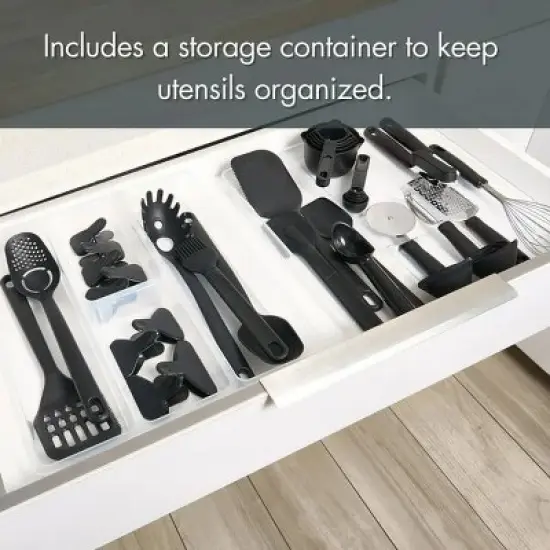 36-Piece Kitchen Gadget & Utensil Set with Drawer Organizer &uml;C Black, Cooking & Baking Essentials Kit image {1}