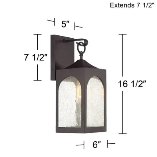 Possini Euro Design Tyne Modern Outdoor Wall Light Fixture Bronze 16 1/2" Seedy Glass for Post Exterior Barn Deck House Porch Yard Posts Patio Home image {6}