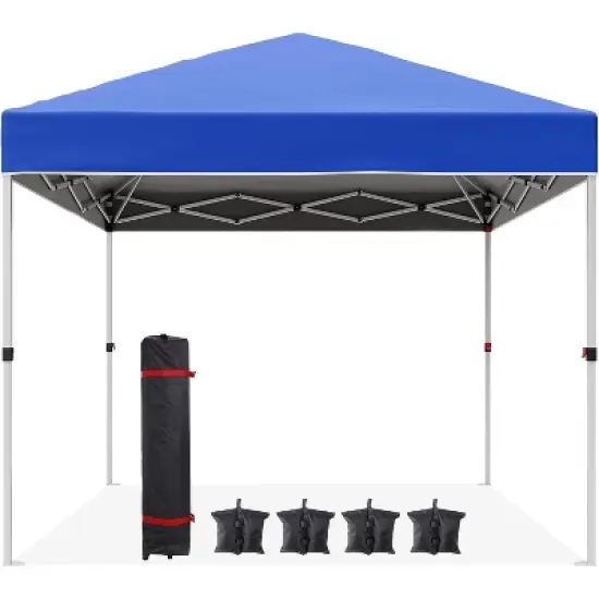 Acekool 10x10 Pop Up Canopy Tent, One-Person Setup Instant Shelter, Adjustable Heights, Wheeled Bag, Sandbags & Stakes, Outdoor Shade, White image {11}