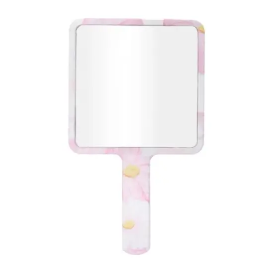 Unique Bargains Floral Square Cosmetic Mirror White Pink 1 Pc image {3}