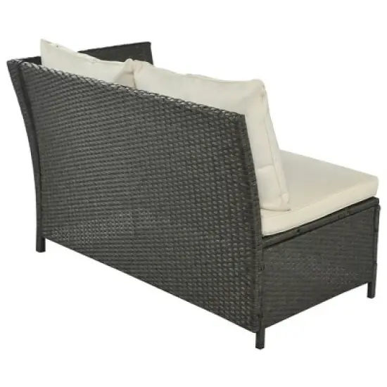 6pc Outdoor Wicker Set with Loveseats, Sofa, Chair, Coffee Table & Bench - Beige - GODEER image {6}