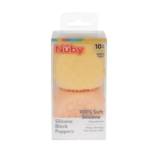 Nuby Silicone Block Poppers - Neutral - 2pk image {5}