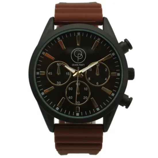 Olivia Pratt Solid Color Band Chronograph Men Watch image {9}