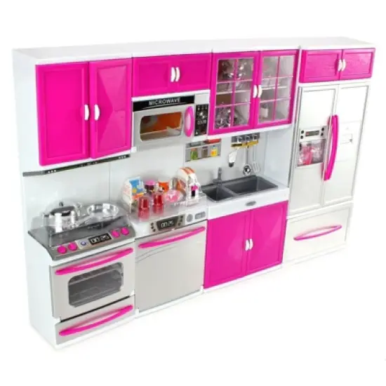 Insten Mini Modern Kitchen Playset with Refrigerator, Stove, Sink, Microwave, 21 x 4 x 14 in image {7}