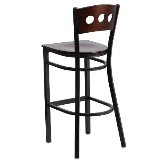 Emma and Oliver Black Decorative 3 Circle Back Metal Restaurant Dining Barstool image {2}