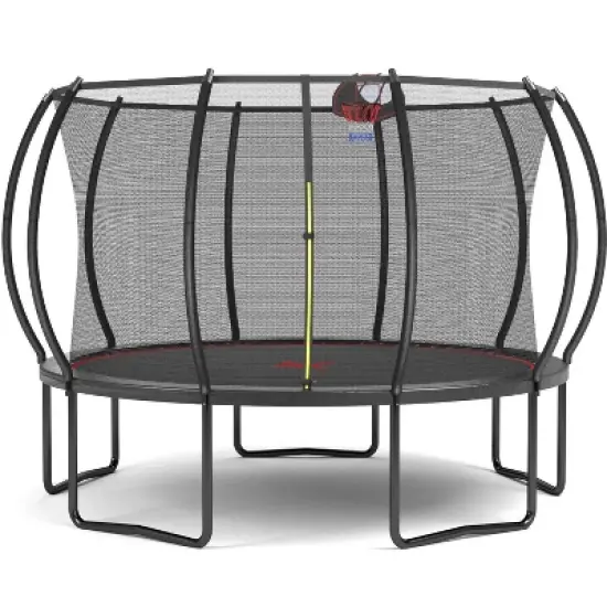 HFYee 8/12/14FT Starter Trampoline Kit Soft Basketball Board & Inflator for Ages 4+ Blue Safety Net image {7}