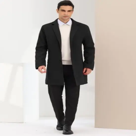 Lars Amadeus Men's Lapel Collar Single Breasted Warm Long Overcoat image {1}