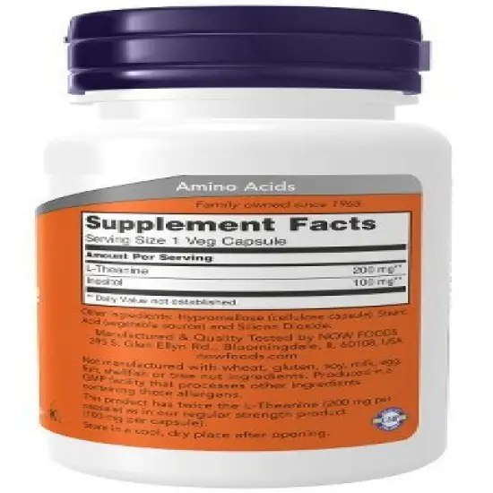 L-Theanine 200 mg Double Strength by Now Foods  -  120 VegCap image {1}