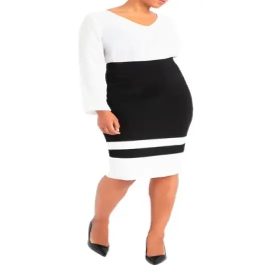 ELOQUII Women&rsquo;s Plus Size Colorblock Column Skirt image {2}