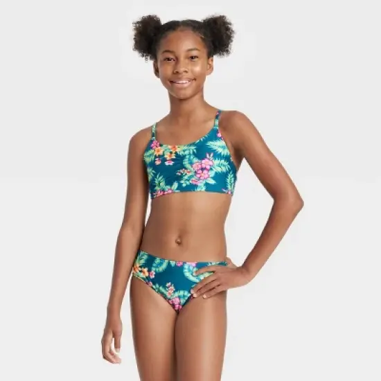 Girls' Tropic Daydream Bikini Set - art class&trade; Teal Blue image {3}