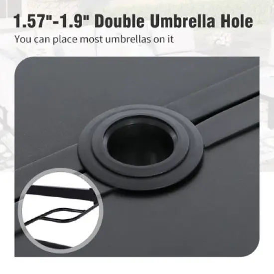 Captiva Designs 8pc Patio Dining Set with Rectangular Table & Armrest Rattan Chairs & Market Umbrella image {4}